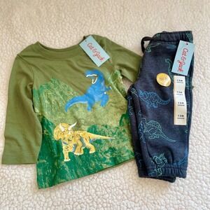 Cat & Jack Kids 12M Dinosaur Long Sleeve Tee and Jogger Pants Outfit Set NWT